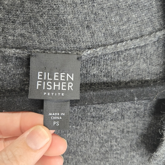 Eileen Fisher Womens Sz. PS Gray Wool Blend Sweater Front Button Up - Picture 6 of 10